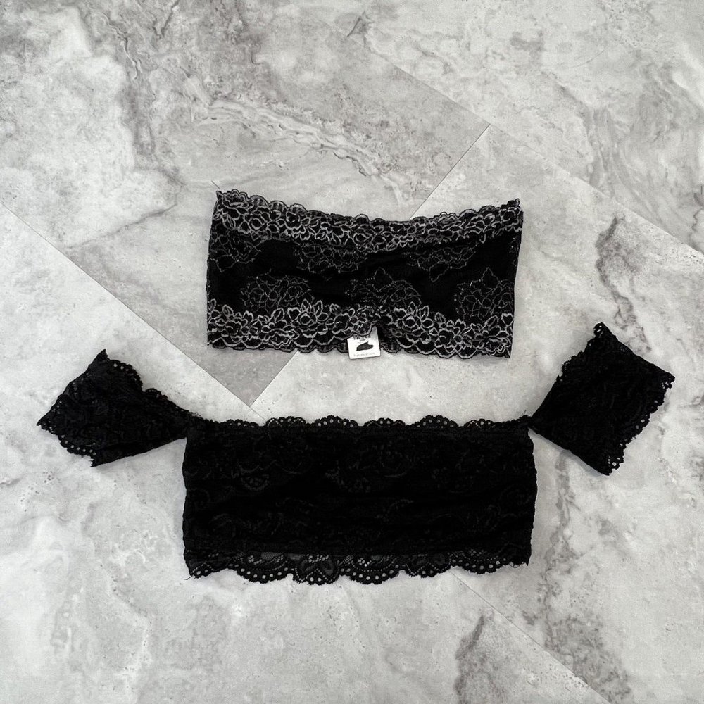Lot Of 2 Francesca's Women's Black Size Small Lace Layer Bra Bralettes